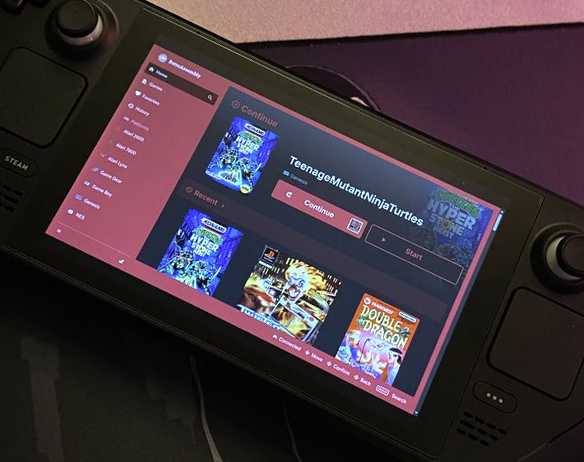 Steam Deck with the RetroAssembly web app open and running